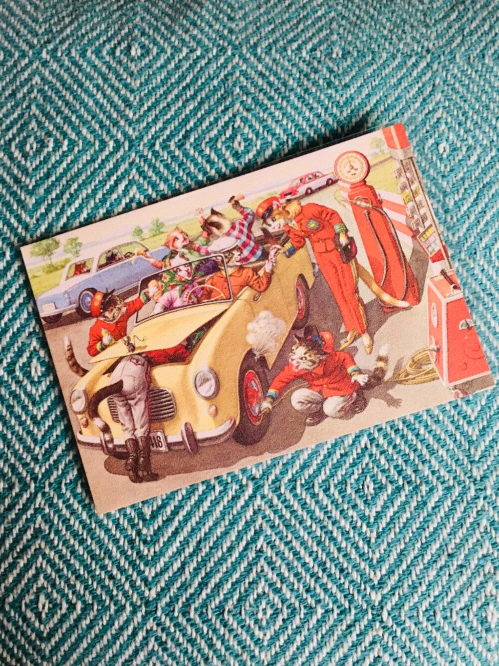 Vintage Alfred Mainzer Anthropomorphic Auto Service Station Postcard